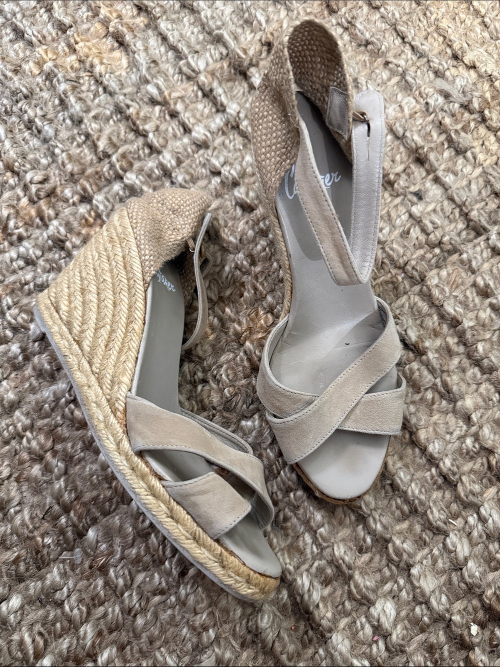 Castaner Neutral Suede Espadrille Wedge Sandals